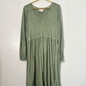 Anthropologie Saturday Sunday Tiered Maxi Dress in Olive Green